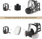Gas Masks Survival Nuclear and Chemical - 2Pack Full Face Gas Mask with 40mm Activated Carbon Filter & 6001 Filter - Reusable Respirator Mask for Chemicals Gases Vapors Paint Dust