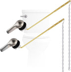 Hygie Rinse 2PCS Universal Metal Toilet Handle Replacement Kit Front Mount Toilet Lever Compatible with TOTO/Glacier Bay/Gerber, Toilet Flush Handle with Flapper Chain, Brushed Nickel