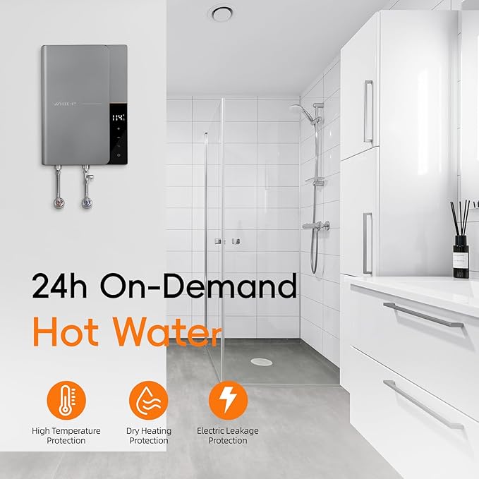 Tankless Water Heater Electric 13kW 240Volts WINTEMP Endless On Demand Hot Water Self Regulating LED Temperature Display Space-saving Suitable for Bathroom Showers ETL Certified
