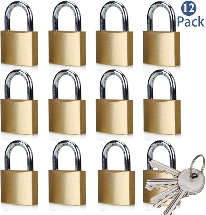 ABRAFOX Solid Brass Same Keyed Padlock keyed Alike Weatherproof Locks （1-9/16 inch 40mm-12pack