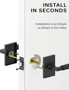 Asidrama 6 Pack Black Passage Door Handles, Door Lever with Door Knobs Indoor for Bedroom or Bathroom, Heavy Duty Door Handles Interior with Locks for Left Right Sided Doors