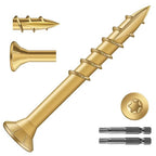 #8 x 1-1/2" Deck Screws (644Pcs) 4lb. Exterior Wood Screws. Carbon Steel, Tan, Flat Head, Rust Resistant epoxy Coated, with T25 Star Bit