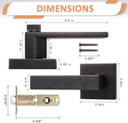 Probrico 3 Pack Oil Rubbed Bronze Entry Door Lever with Lock, One Keyway Entrance Door Locksets for Front Door (Three Same Keys), Exterior Square Door Lock Interior Bedroom Entrance Door Knob