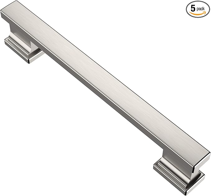 Alzassbg 5 Pack Brushed Satin Nickel Cabinet Pulls, 5 Inch(128mm) Hole Centers Kitchen Cabinet Handles for Cabinets and Drawers AL3061SN