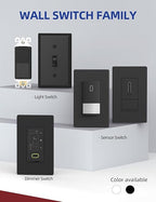 AIDA 3 Way Decorative Light Switch, Electric Switches,15Amp, 120/277 Volt, 3 Way Rocker Switch, Wall Switch Replacement, Self-Grounding, Residential/Commercial Grade, UL Listed 20 Pack, Glossy Black