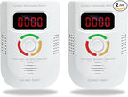 Carbon Monoxide Detectors Plug in,Portable Co Detector with LED Digital Display and 85 Decibel Alarm, Carbon Monoxide Alarm for Home,RV,Travel,Tested to UL 2034 Standards (2 Pack)