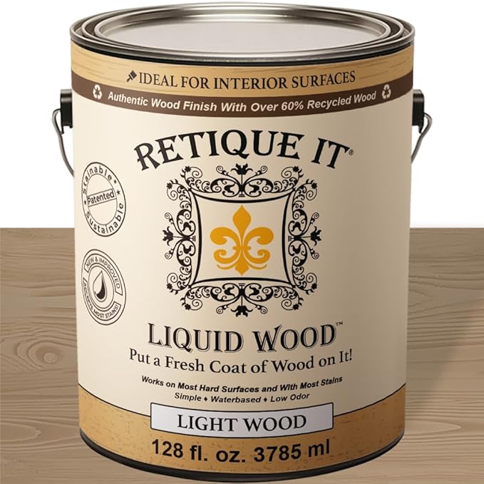 Retique It New and Improved Formula Liquid Wood Coatings - Stainable Primer - Paint It then Stain it (Light Wood, X-Large)
