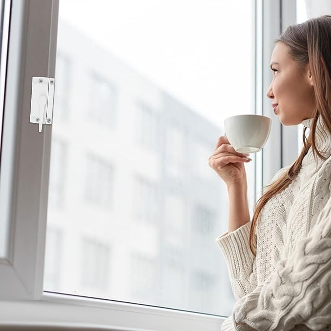 6 Pack Window Sash Locks, Cam Action Window Locks for Double Hung Window Latches Replacement, White Sliding Window Parts and Hardware Latch Lock for Vertical and Horizontal Sliding Windows