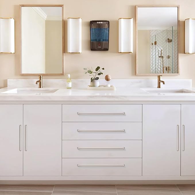 10 Pack 12.6 Inch(320mm) Hole Center Modern Satin Nickel Cabinet Pull Handle Timeless Vanity Drawer Pull Handle Classic Cabinet Hardware for Kitchen Bathroom, Screws Included, Nickel-B(12.6x10)