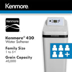 Kenmore 420 Water Softener System – 40,000 Grain Capacity with Salt Saving Technology – Whole Home Hard Water & Iron Reduction – Compact, Easy Install
