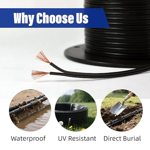 Low Voltage Landscape Lighting Cable 18/2 SPT-1W Bulk Lamp Cord 300-Volt 18-Gauge 250-feet Spool Black UL Listed