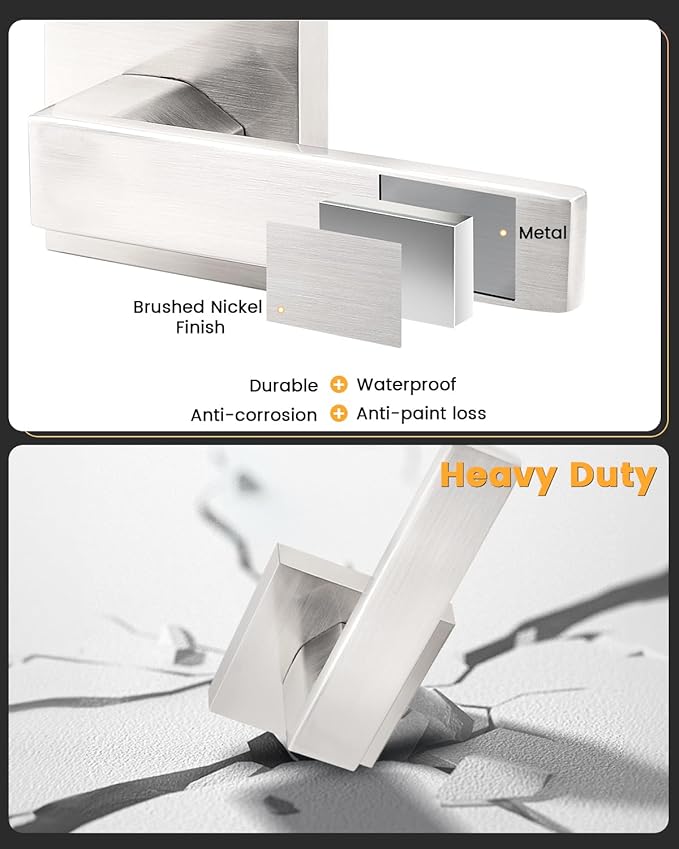 Gobrico 2 Pack Square Door Levers,Hall Closet Door Locksets, Passage Door Handles,Satin Nickel Finished