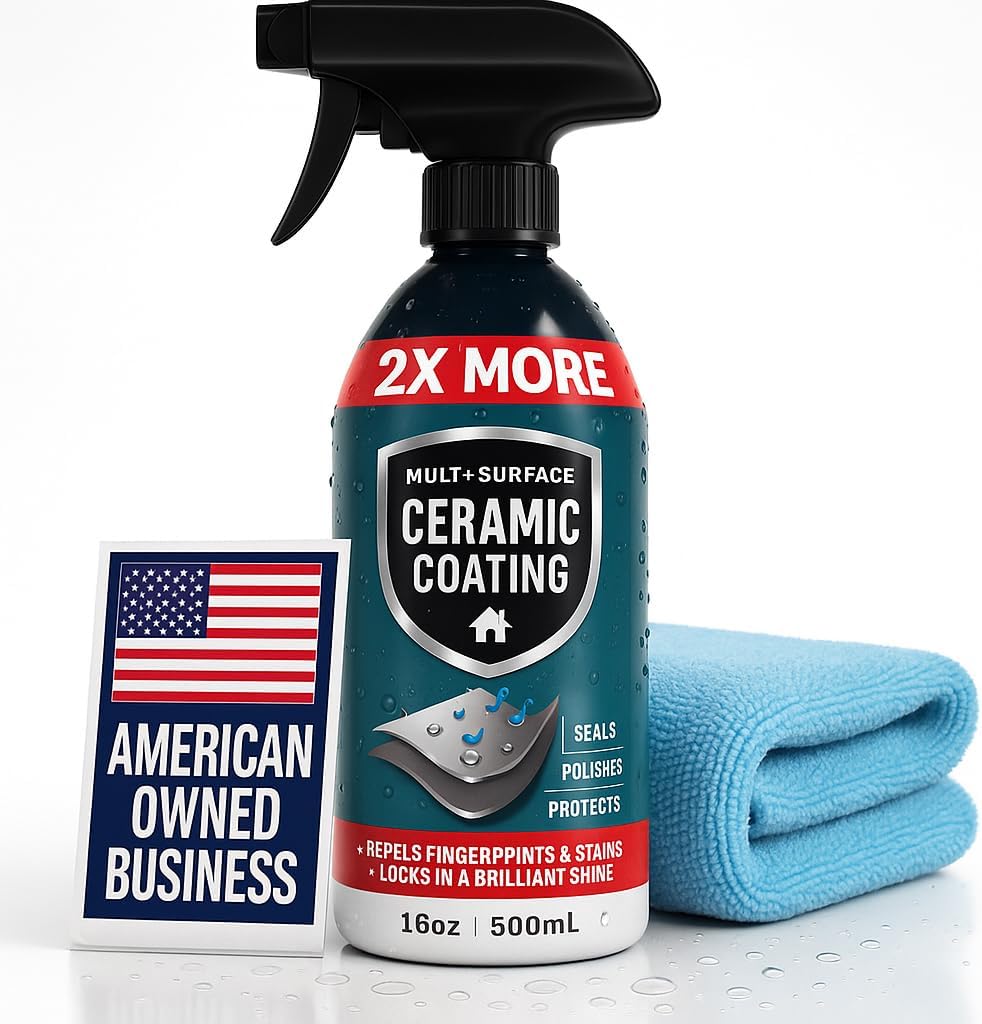 16oz Home Ceramic Coating Spray Kit - Shine, Seal & Protect Kitchen & Bath Surfaces - Repels Stains, Smudges, Water Spots on Appliances, Countertops & Most Hard Surface in Your Life - It Works to Seal
