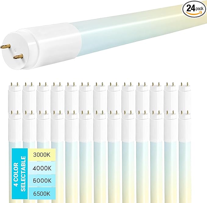 4FT T8 LED Tube Light, Type A+B, 12W/15W/18W/22W, 3000K | 4000K | 5000K | 6500K, Single and Double End Powered, Plug and Play or Ballast Bypass, 2860 Lumens, F32T8, 120-277V, Frosted Cover (24 Pack)
