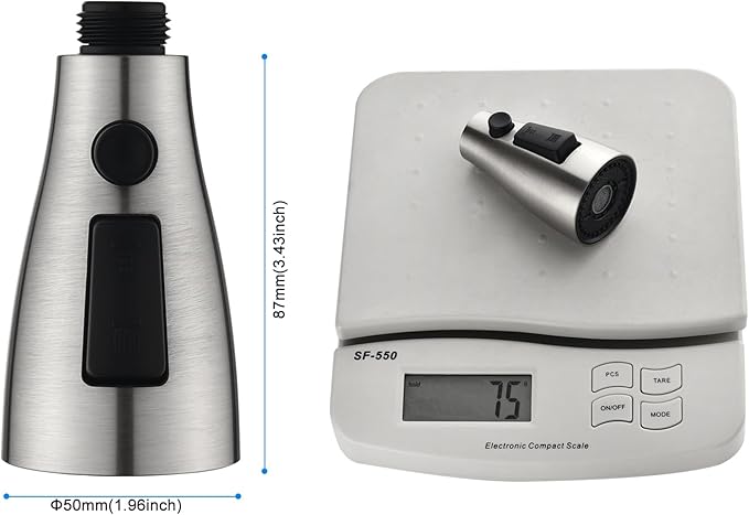 [Upgraded] GORDEE Kitchen Faucet Sprayer Head Replacement, 3-Function(Stream/Spray/Blade) Sprayer Spout Nozzle w/Check Valve, 1.8 GPM, 9 Adapters to Fit Most Standards of Faucets, Brushed Nickel