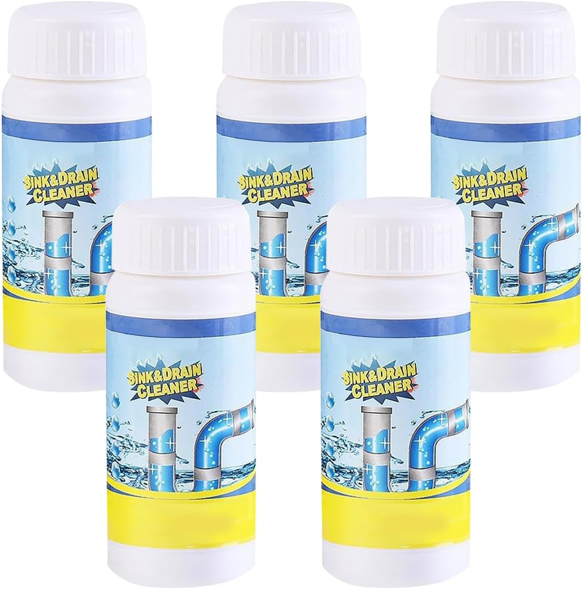 Sink & Drain Cleaner, Dodorado Drain Cleaner Powder, 3.9 oz Bottle, Sewer Pipe Maintainer for Kitchen, Bathtub, Shower Drains (5Bottles)