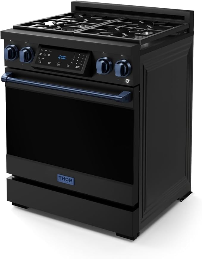Gordon Ramsay by THOR Kitchen 30 Inch Professional Gas Range with Tilt Panel Touch Control in Black/Navy Blue