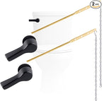 Hygie Rinse 2PCS Black Metal Toilet Handle Lever Flush Replacement, Universal Front Mount Toilet Handle with Stainless Steel Flapper Chains, Toilet Repair Kit