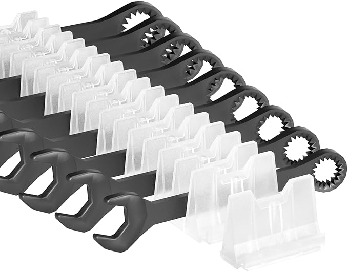 40PCS Modular Wrench Organizer Wrench Holder - Wrench Tool Organizers for Tool Drawer Storage, Wrench Storage Set with Metric & SAE Label, Wrench Rack Tool Gift for Professional Mechanics,Transparent