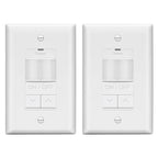 LIDER Motion Sensor Dimmer Switch for Dimmable 200W LED/CFL Lights, 3-Way, 120 V, Modern Upgrade, No Neutral Required, No Ground Required, UL Listed, Wall Plate Included, White, 2 Pack