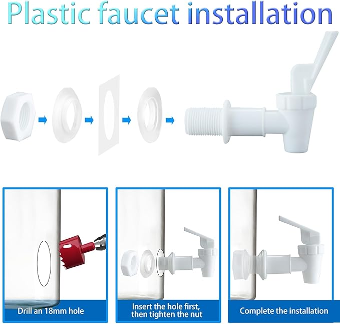 Replacement Cooler Faucet Water Bottle Jug,Water Dispenser Tap Set,BPA-Free Plastic Spigot Spout Water Beverage Lever Pour Dispenser Valve,Water Crock Tap (2 White)