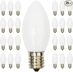 25 Pack Christmas Replacement Bulb, C9 Ceramic White Outdoor Christmas Bulb for Christmas Party String Lights, E17 Intermediate Base, 7W Night Light Bulbs for Indoor Outdoor Holiday Decor