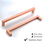 20 Pack 8 Inch Drawer Pulls Rose Gold Square Cabinet Handles Modern Stainless Steel Kitchen Cabinet Handles Dresser Hardware Handles Hole Center 203mm