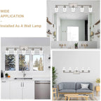 5-Light Track Lighting Kit, Bathroom Vanity Light Ceiling Spotlight in Brushed Nickel for Kitchen Shop, Seeded Glass Shades