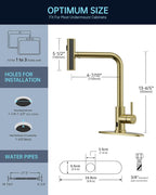 APPASO Gold Touchless Kitchen Faucet with Pull Down Sprayer, Waterfall Motion Sensor Kitchen Sink Faucet with SUS304 Stainless Steel Single Handle Hands-Free Brushed Gold