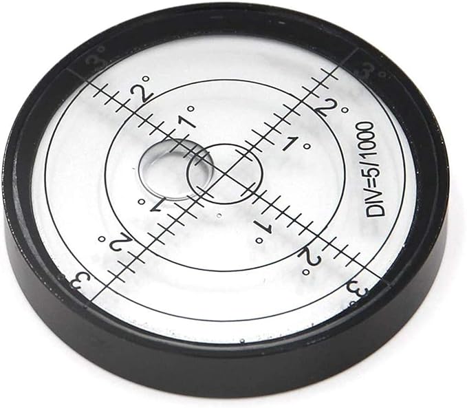 Levels High Precision Round Bullseye Bubble Aluminium Case Bullseye Spirit Bubble Surface Level Round Inclinometers for Surveying Instruments and Tribrachs, Ø60mm,Accuracy 15'/2