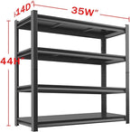 Metal Garage Storage Shelves Heavy Duty Shelving Unit 4 Tier Steel Adjustable Organizing Shelves 2500 LBS Capacity Industrial Shelving Ideal for Garage Tote Pantry Basement Outdoor, 44”Hx35”Wx14”D