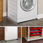 LUCKUP Heavy Duty Appliance Rollers W/Crowbar, Extendable Washing Machine Stand Furniture Rollers Mobile Fridge Base Furniture Sliders for Refrigerators Washer and Dryer Support 660 lbs, Black