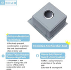 SHACO 15x15 Inch Undermount Bar Sink,15 Inch Stainless Steel Single Bowl Handmade Brushed Nickel 16 Gauge Small Kitchen Workstation Laundry Sink with Ledge and Accessories