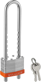 Padlock with Key, WULALACK 2 inch Wide Heavy Duty Laminated Steel Keyed Padlock with Adjustable Shackle, Long Shackle Pad Lock with 2 Keys