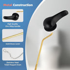 iFealClear Universal Metal Toilet Tank Flush Lever Replacement, Side Mount Toilet Handle Replacement Kit, Solid Brass Toilet Trip Lever Fits Most Toilets, Stainless Steel Chain, Matte Black