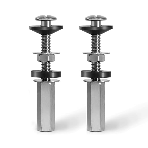 2Pcs Universal Toilet Seat Bolts Kit, Metal Heavy - Duty Toilet Tank Bolts, Toilet Seat Screws Replacement Kit with Extra - Long 304 Stainless Steel Downlock Nuts, Rubber Washers Gaskets, by CHIALLCO