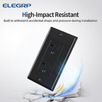 ELEGRP Glossy Black Decorator Electrical Wall Outlet Receptacle, 20A 125V Standard Outlets, 2 Pole 3 Wire, Non-Tamper Resistant, NEMA 5-20R, Self-Grounding, Wall Plate Included, UL Listed, 5 Pack