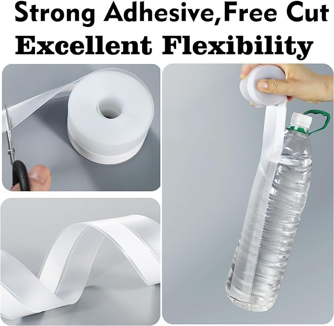 Silicone Seal Weather Stripping Tape 16.5 Ft Strip Bottom Draft Insulation Stopper Tape Weatherproof Soundproof for Door or Window Bathroom Shower Glass Gaps（35mm*5m）