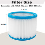 HEPA Replacement Cartridge Filter with Reinforced Metal Mesh Core, Compatible with Nilfisk ALTO Aero 21 26 31 Wet Dry Vacuums