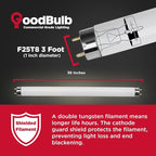 GoodBulb 25W 36 Inch T8 Fluorescent Light Bulb 3500K Soft White Light Color, Medium Bi-Pin Base 2225 Lumens 86 CRI 36000 Life Hours Instant/Programmed Start 25 Bulbs Pack