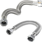 (Pack of 2) EFIELD 18-inch 3/4" FIP x3/4" FIP Flexible Stainless Steel Corrugated Hose Connector for Water Heater, Water Softener,(HOSE039)