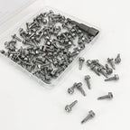 QSJ 120PCS #8 x 5/8'' Sheet Metal Screws 410 Stainless Steel Hex Washer Head Fast Self Tapping Screws with Screwdriver Bit Silver