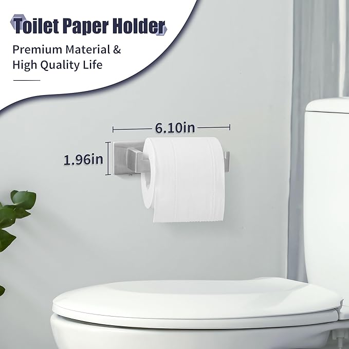 Bathroom Accessories Towel Bar Set: 10 Pieces Brushed Nickel Square Bathroom Hardware SUS304 Stainless Steel - Wall Mounted Towel Rack&Toilet Paper Holder&Towel Ring and Towel Hook