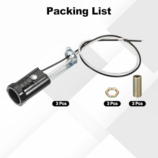 PATIKIL Candelabra Base Lamp Holder Light Socket, 6pcs UL Listed Keyless E12 Bulb Socket with 9.8" Wire Leads for E12 Incandescent LED Light Bulbs, 2.4" Tall