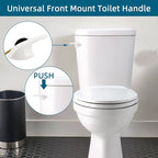 Universal Metal Front Mount Toilet Handle Replacement Kit Compatible with Kohler Toilet Tank Parts, Toilet Flush Lever Handle with Flapper Chains, White