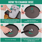 Hoteche 9-Inch Angle Grinder 4-HP Grinding and Cutting Tool Fits 7/8" Hole Size Wheels with Rotatable Handle and Lock-On Switch