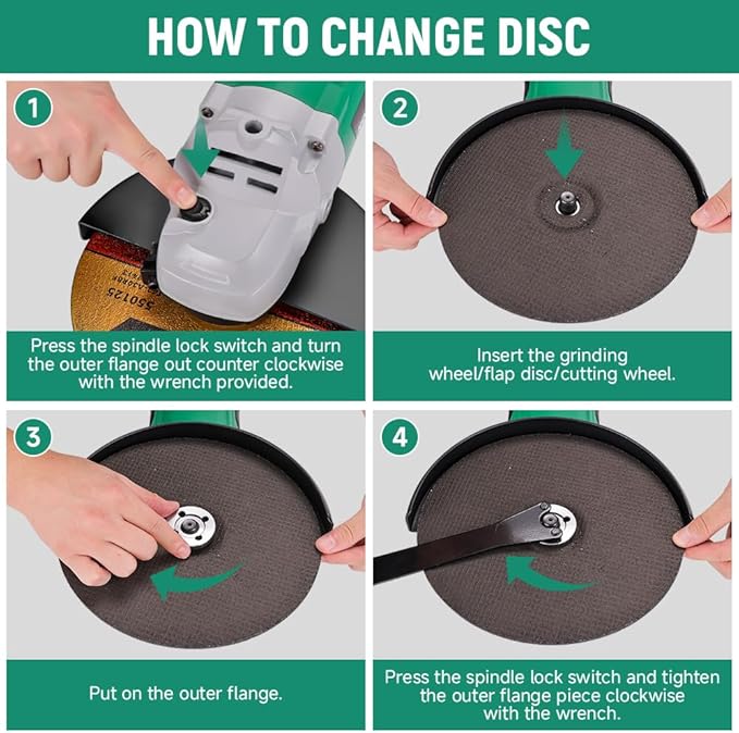 Hoteche 9-Inch Angle Grinder 4-HP Grinding and Cutting Tool Fits 7/8" Hole Size Wheels with Rotatable Handle and Lock-On Switch