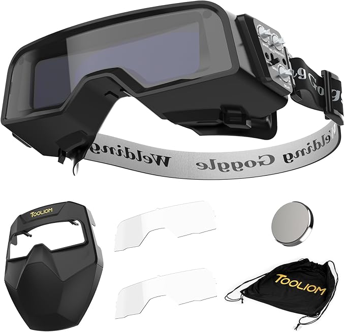 TOOLIOM Welding Goggles Auto Darkening True Color & Detachable Eye Protection Safety Goggles Face Shield Helmet Welding Glasses Welder Mask for Grind Cut TIG MIG Stick