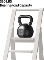 6 Step Ladder, Aluminum Folding Step Stoowith Convenient Handgrip,Lightweight 330lbs CapacityStep Ladder for Household, Ofice, Kitchen(White)