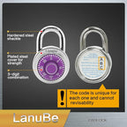 LanuBe Standard Dial Combination Lock, 2 inches. Wide, with Different Combinations, Purple Turnplate, Pack of 60; Lock for School, Employee, Gym Sports Locker, Case, Toolbox
